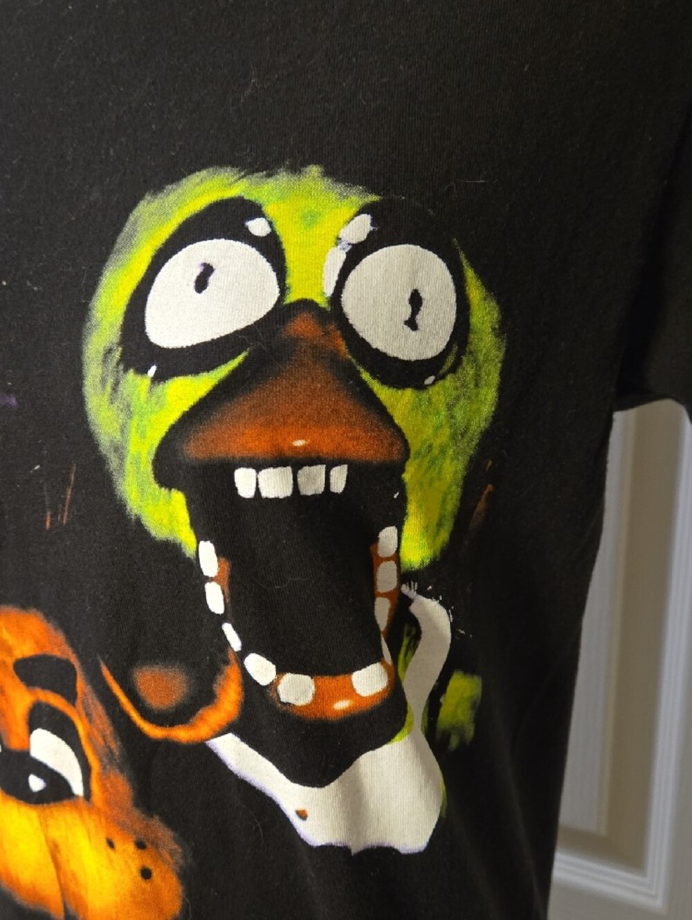 Five Nights At Freddy's Black Graphic Tee with Colorful Monster Faces - Picture 4 of 6